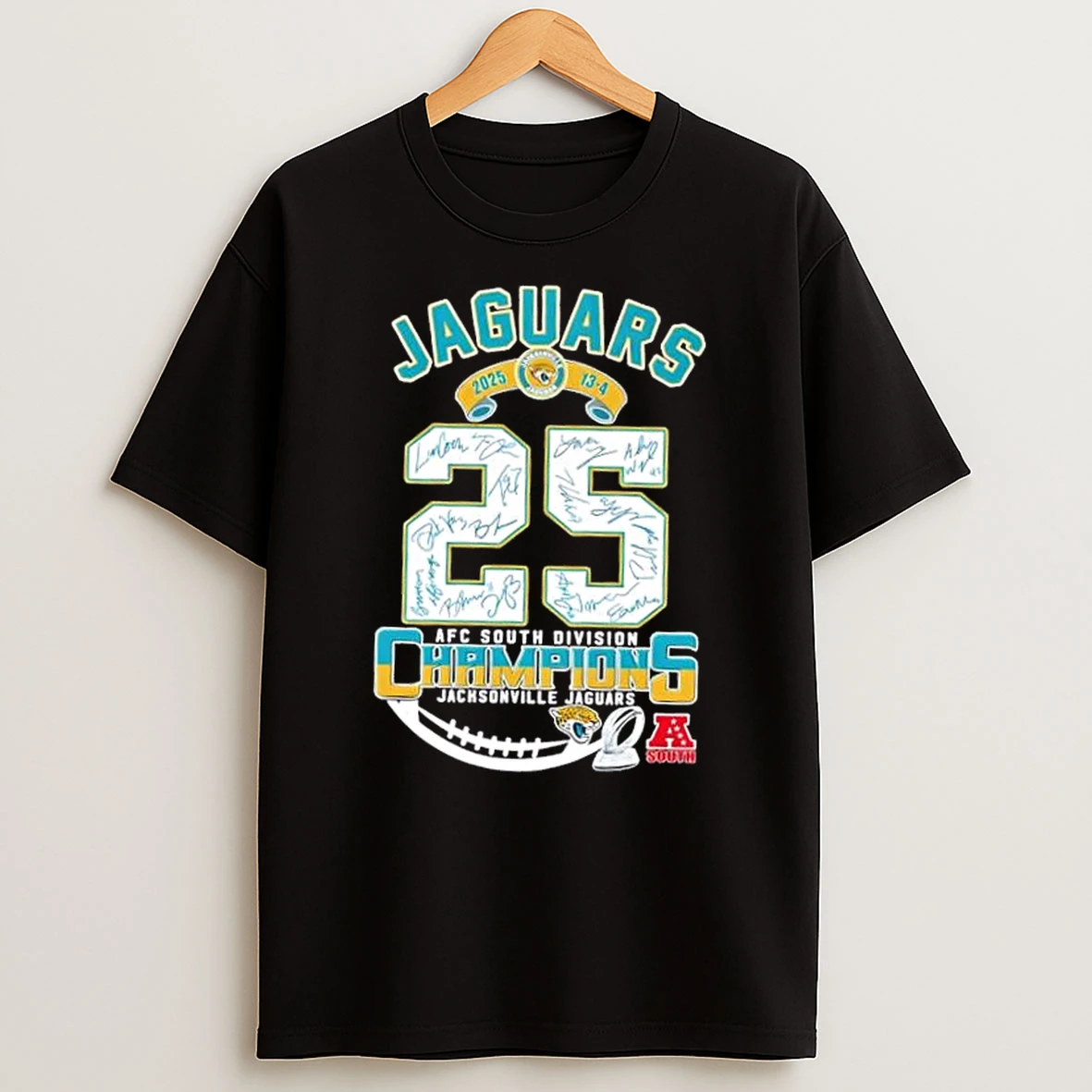 2025 13 4 Afc South Division Champions Jacksonville Jaguars All Signatures T Shirt