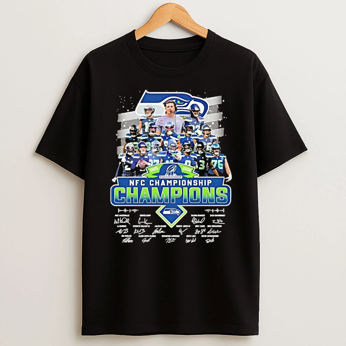 2025 2026 Nfc Championship Champions All Names Players Signatures T Shirt