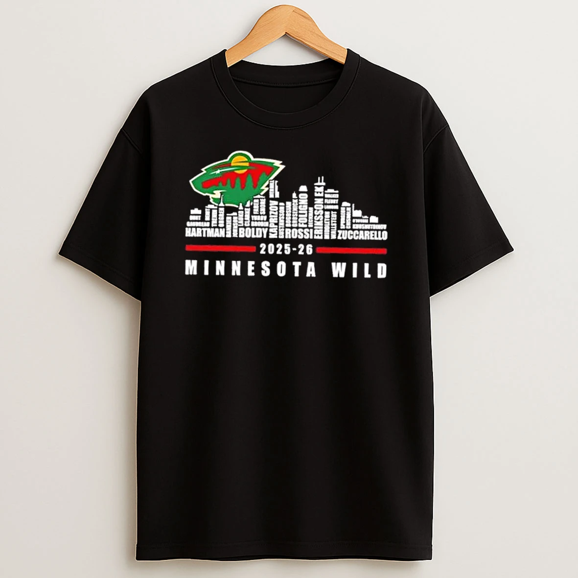 2025 26 Minnesota Wild All Names City Skyline T Shirt