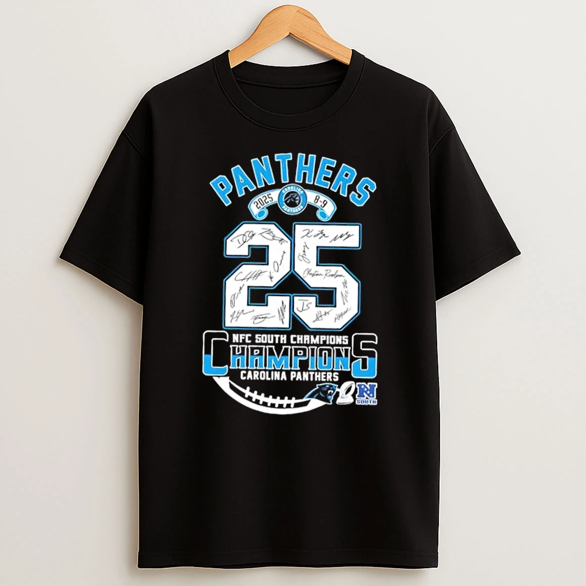 2025 8 9 Nfc South Division Champions Carolina Panthers All Signatures T Shirt