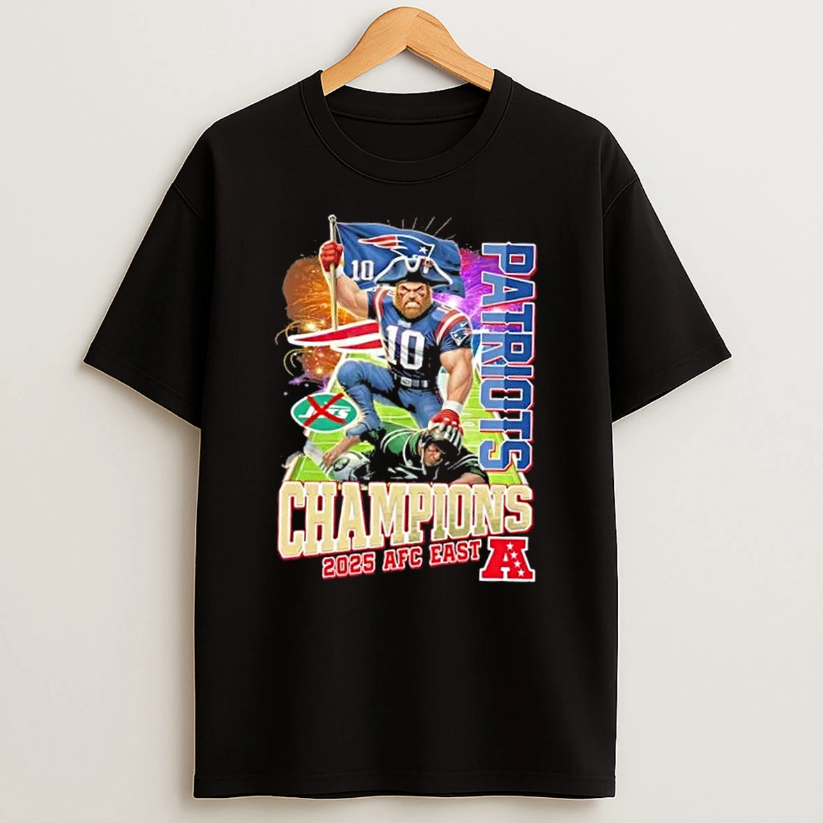 2025 Afc East Champions New England Patriots Beat New York Jets Mascots Graphic T Shirt