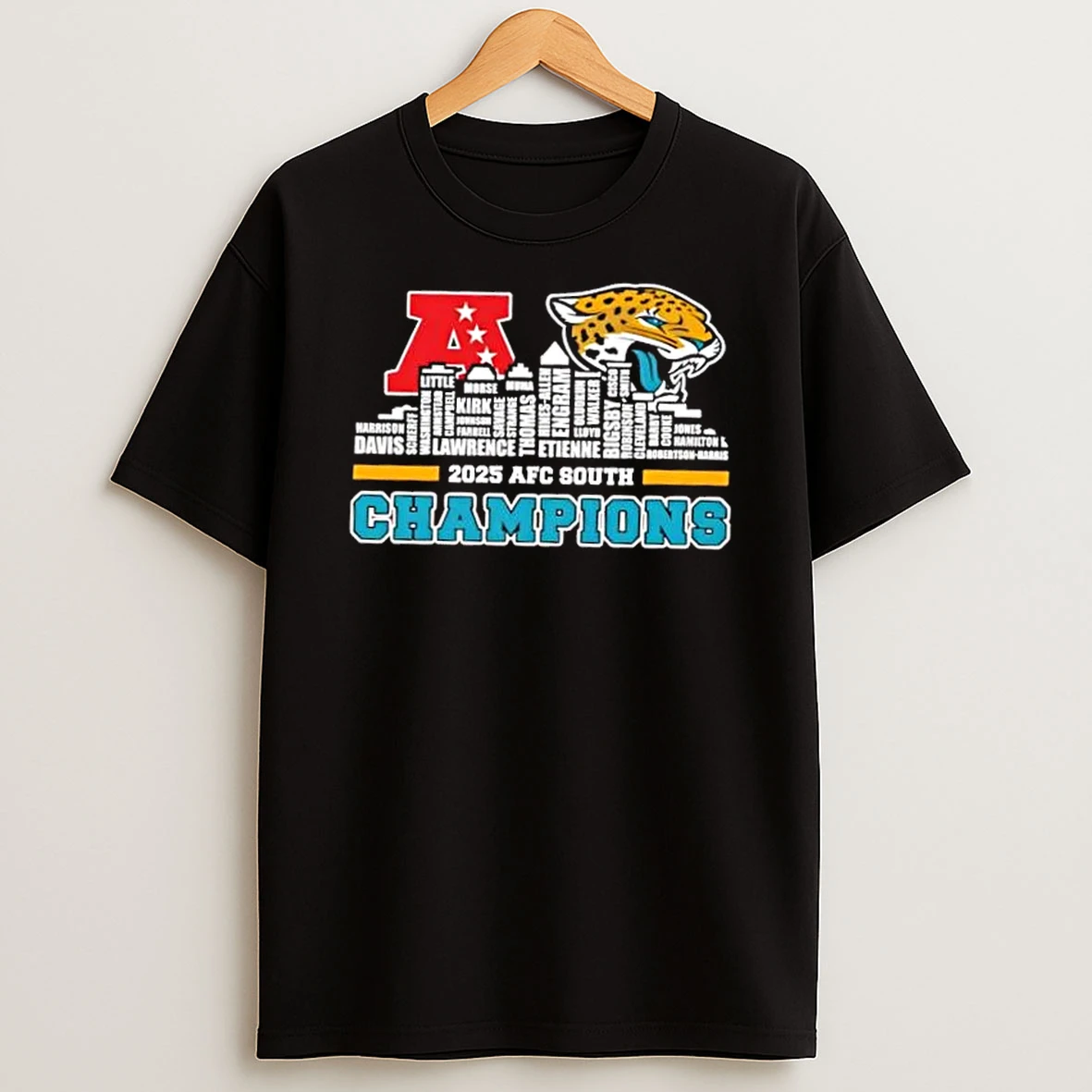 2025 Afc South Champions Jacksonville Jaguars All Names City Thank You For The Memories T Shirt