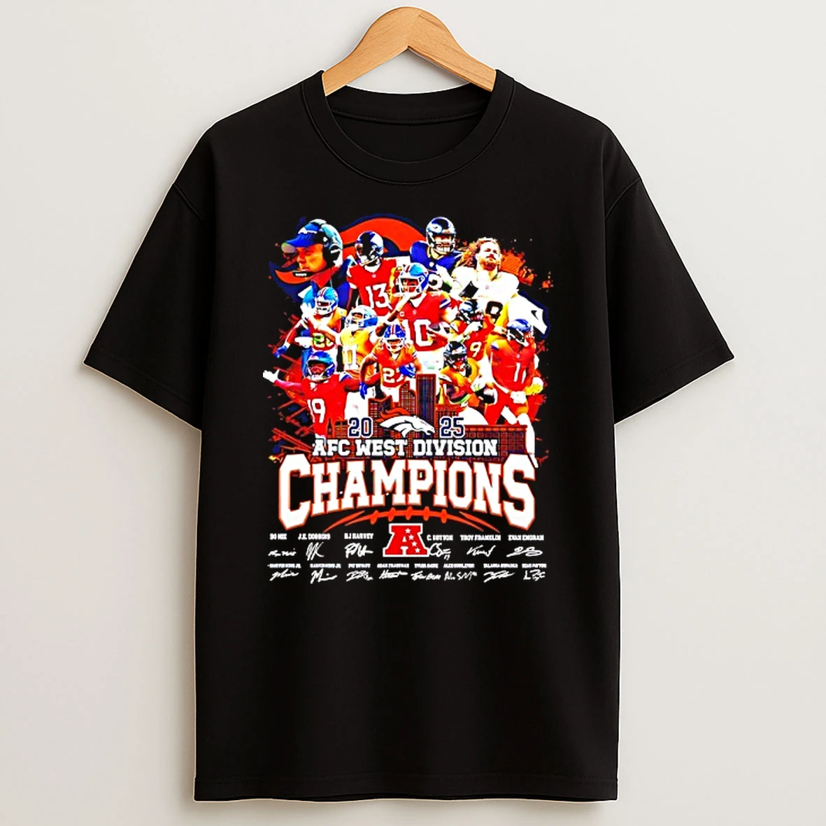 2025 Afc West Division Champions Denver Broncos All Team Signature Graphic T Shirt
