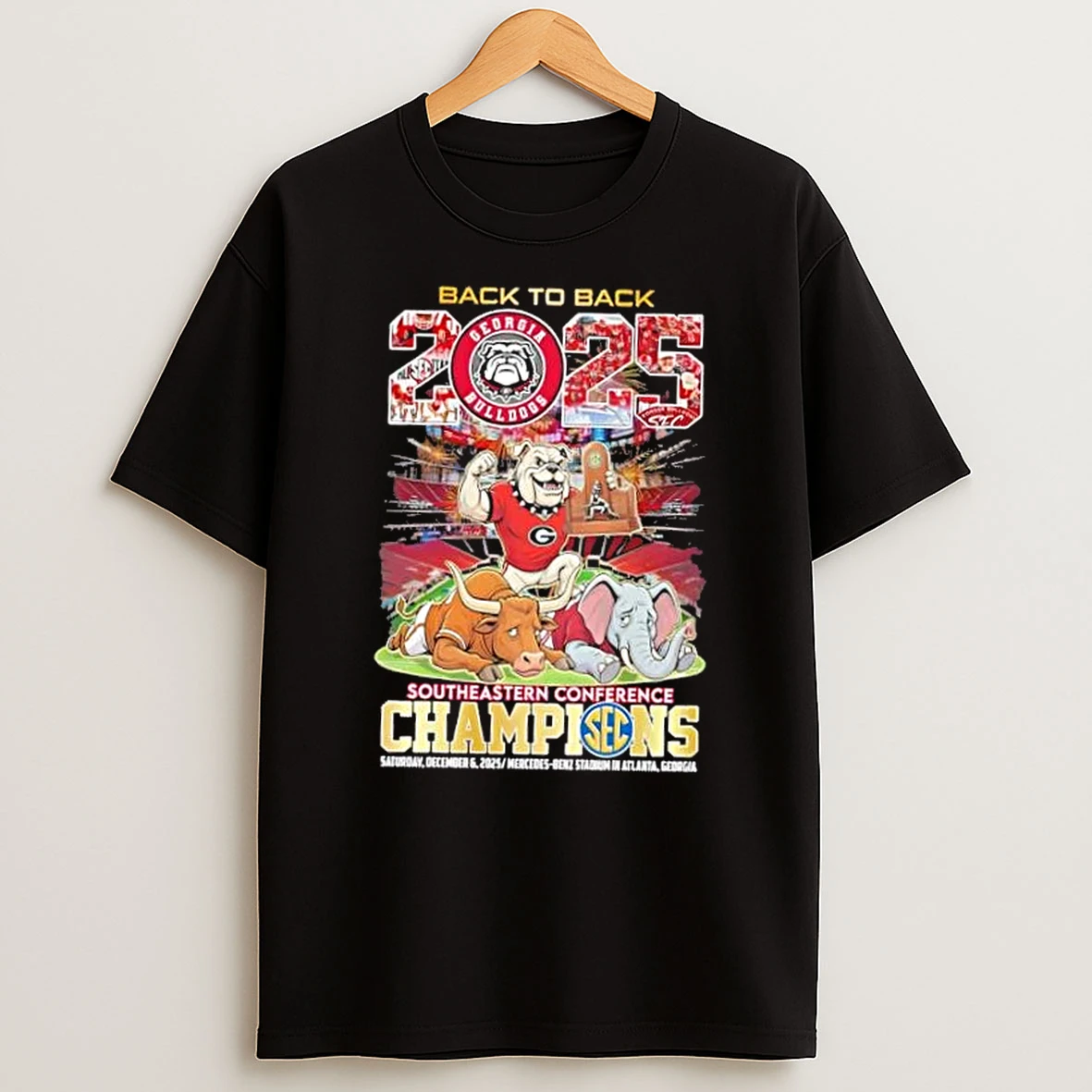 2025 Back To Back Georgia Bulldogs Win Sec Southeastern Conference Champions T Shirt