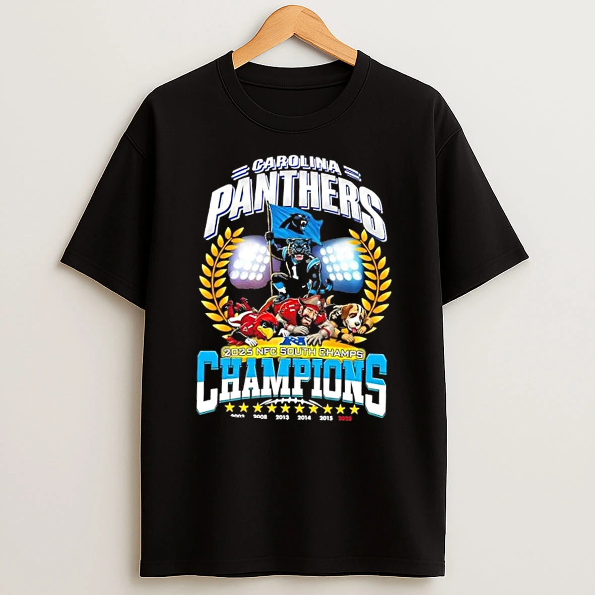 2025 Carolina Panthers Win Nfc South Champions Mascot Football Graphic T Shirt