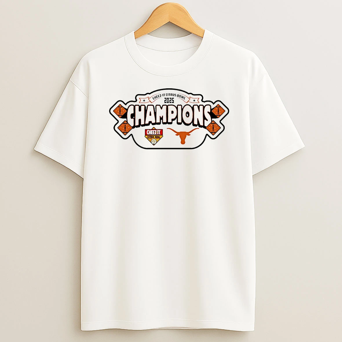 2025 Cheez It Citrus Bowl Champions Texas Longhorns Logo Circle T Shirt