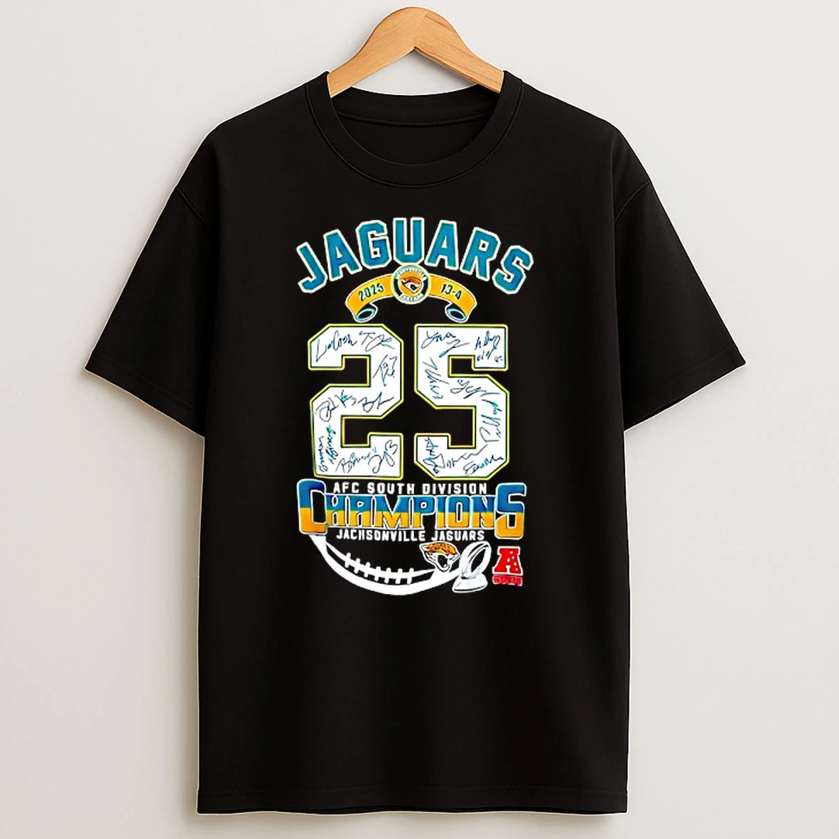 2025 Nfc South Division Champion Jacksonville Jaguars Player Signatures T Shirt