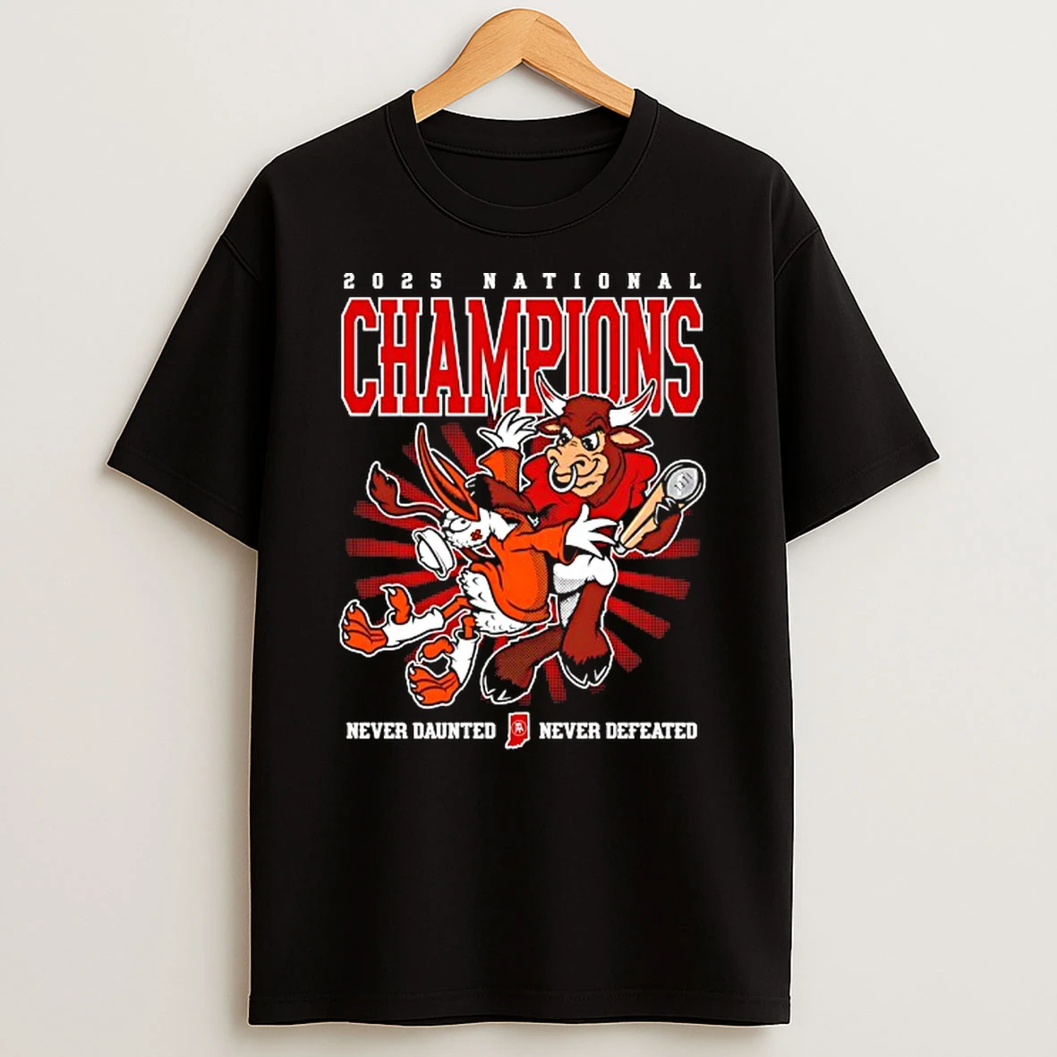 2025 National Champions Indiana Hoosiers Never Daunted Never Defeated Beat Miami Hurricanes Mascot T Shirt
