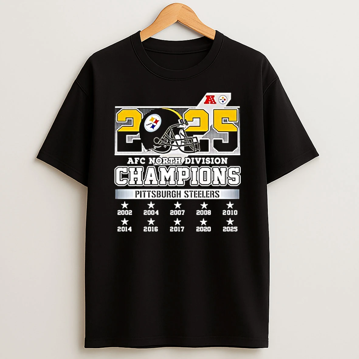 2025 Pittsburgh Steelers Afc North Division Champions Helmet T Shirt