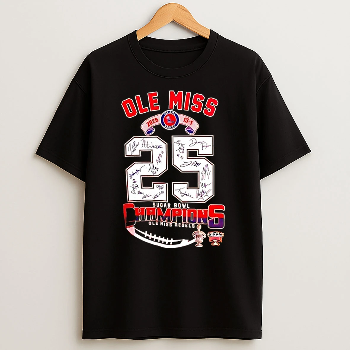 2025 Sugar Bowl Champions Ole Miss Rebels Player Signatures T Shirt