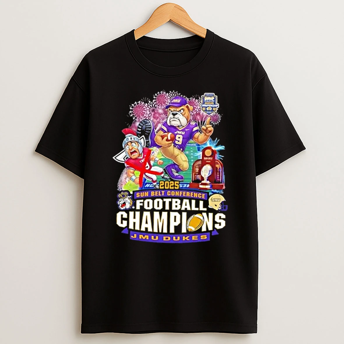 2025 Sun Belt Conference Football Champions Jmu Dukes Mascot Graphic T Shirt