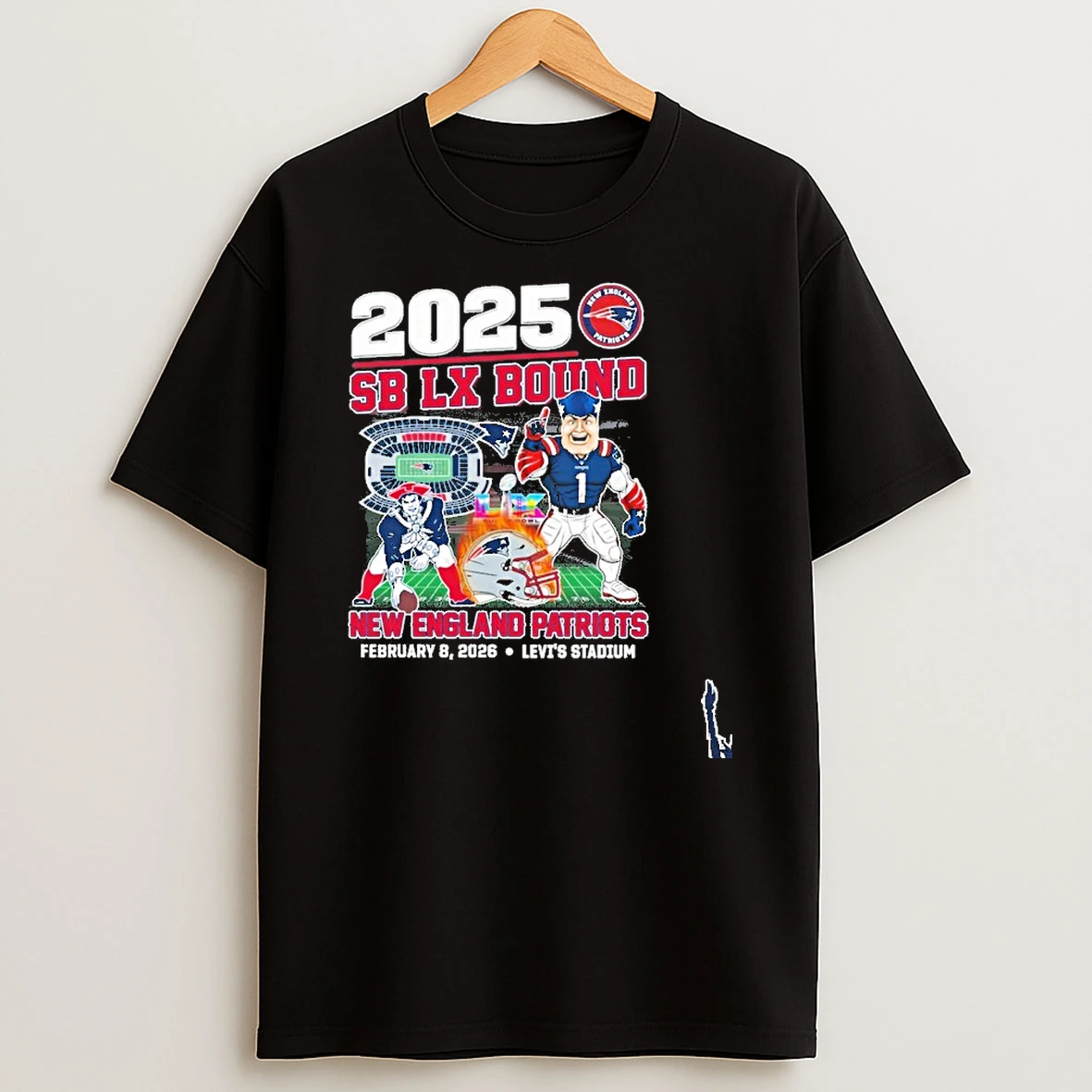 2025 Super Bowl Lx Bound New England Patriots Mascot T Shirt