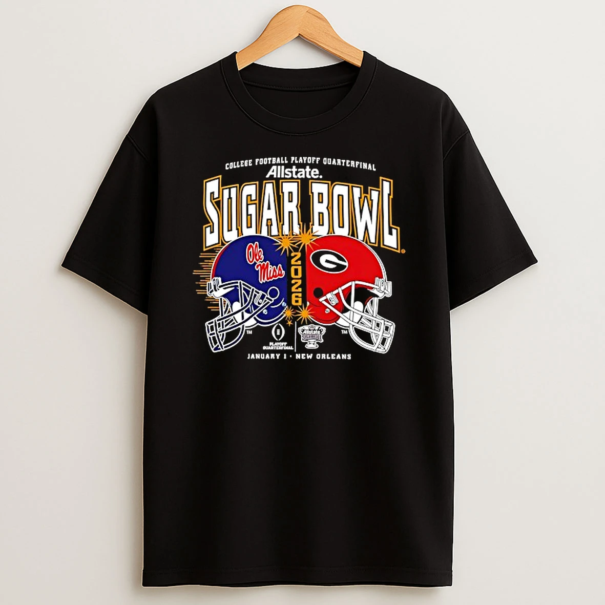 2026 Cfp Quarterfinal Allstate Sugar Bowl Georgia Bulldogs Vs Ole Miss Rebels Head To Head T Shirt