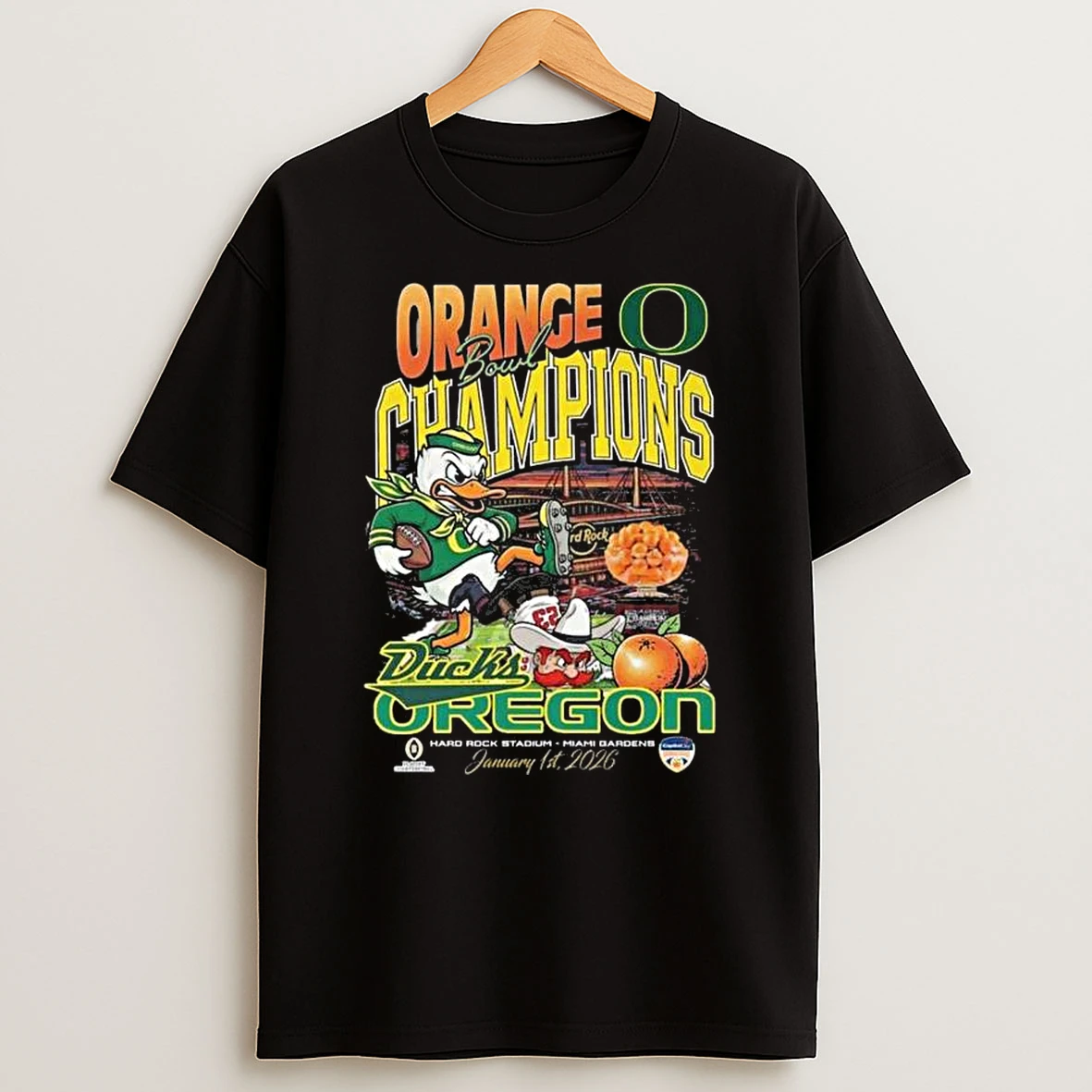 2026 Capital One Orange Bowl Oregon Ducks Football Mascot Champions Vintage T Shirt