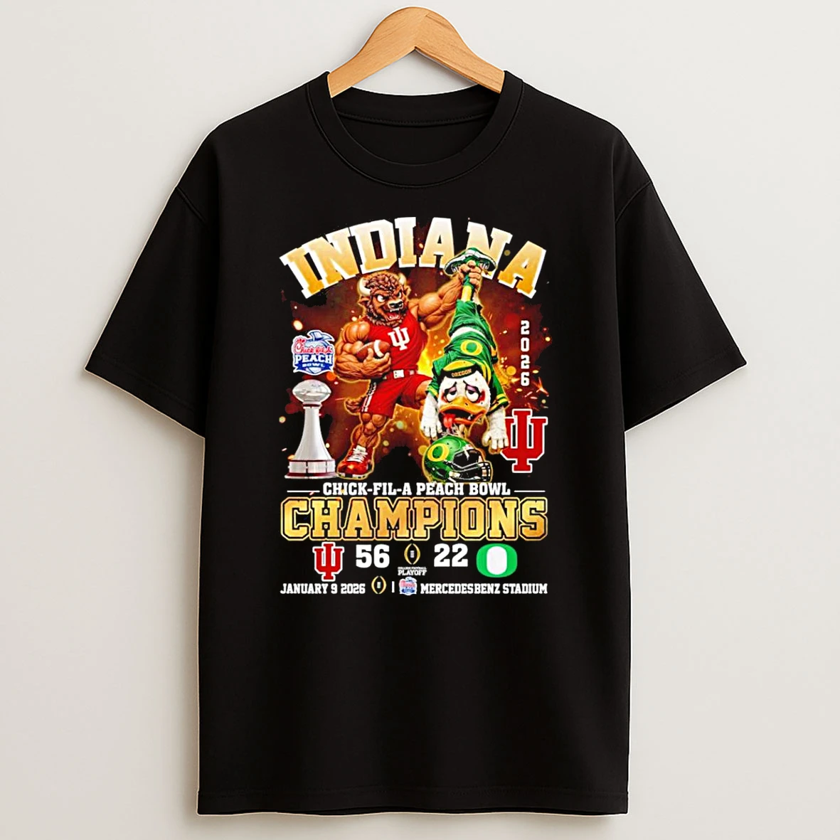 2026 Chick Fil A Peach Bowl Champions Indiana Hoosiers Mascot T Shirt