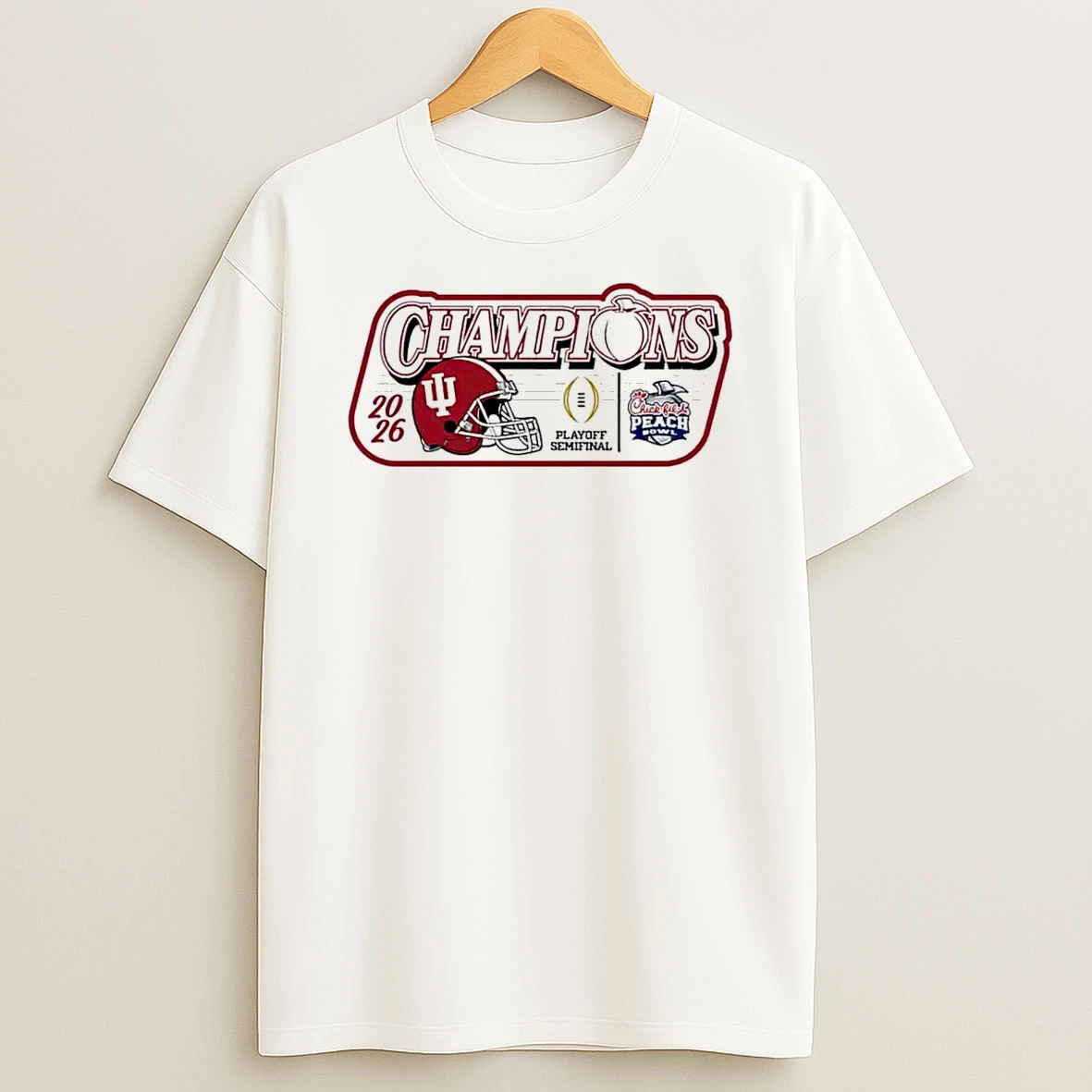 2026 Chick Fil A Peach Bowl Indiana Hoosiers Champions Foamie T Shirt
