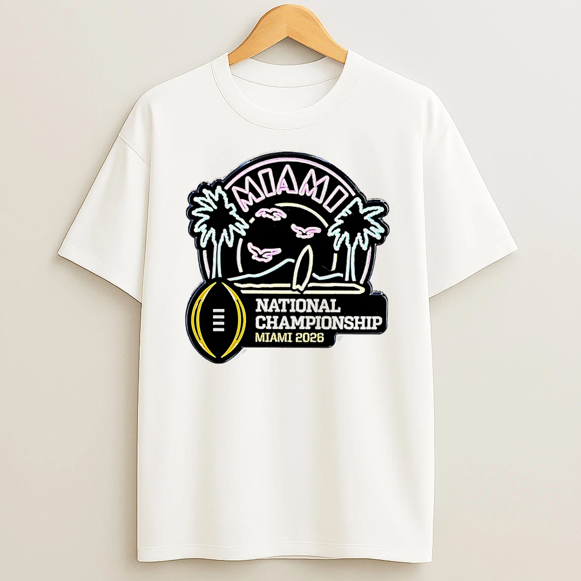 2026 College Football National Championship Miami Neon Circle T Shirt