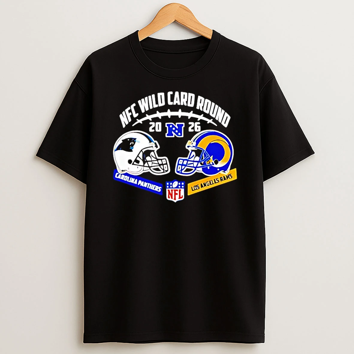 2026 Nfc Wild Card Round Carolina Panthers Vs Los Angeles Rams Helmet T Shirt