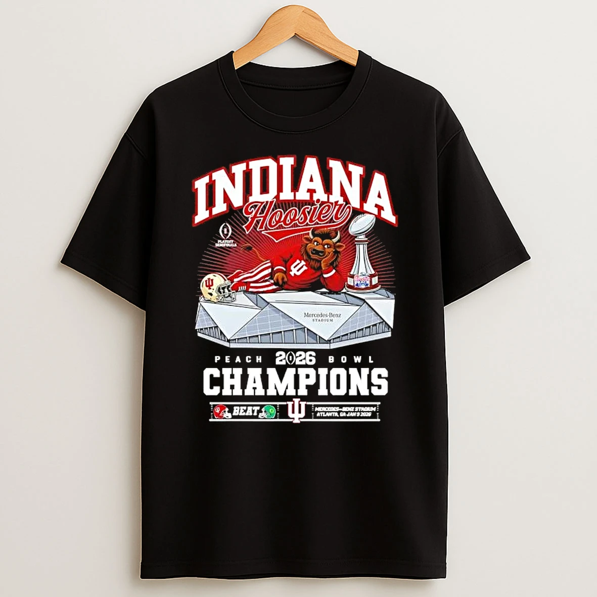 2026 Peach Bowl Champions Indiana Hoosiers Mercedes Benz Stadium Atlanta Ga T Shirt