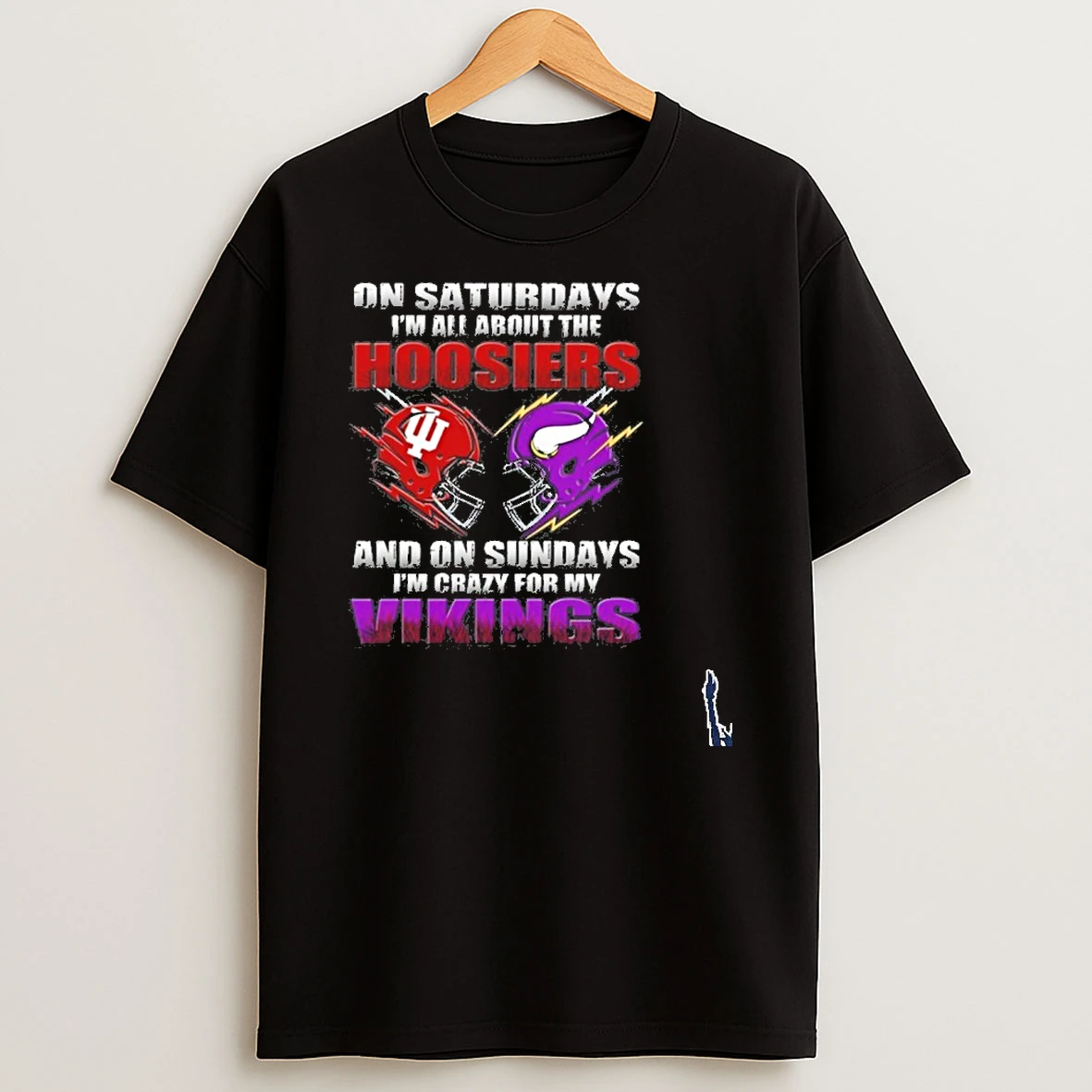 2026 Saturdays Im All About The Hoosiers And On Sundays Im Crazy For My Minnesota Vikings T Shirt