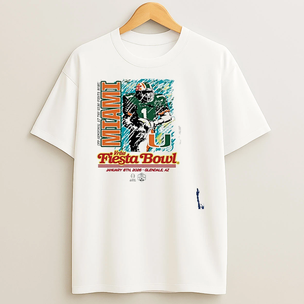 2026 Vrbo Fiesta Bowl Miami Hurricanes Cfp Semifinal Breakaway Blur T Shirt
