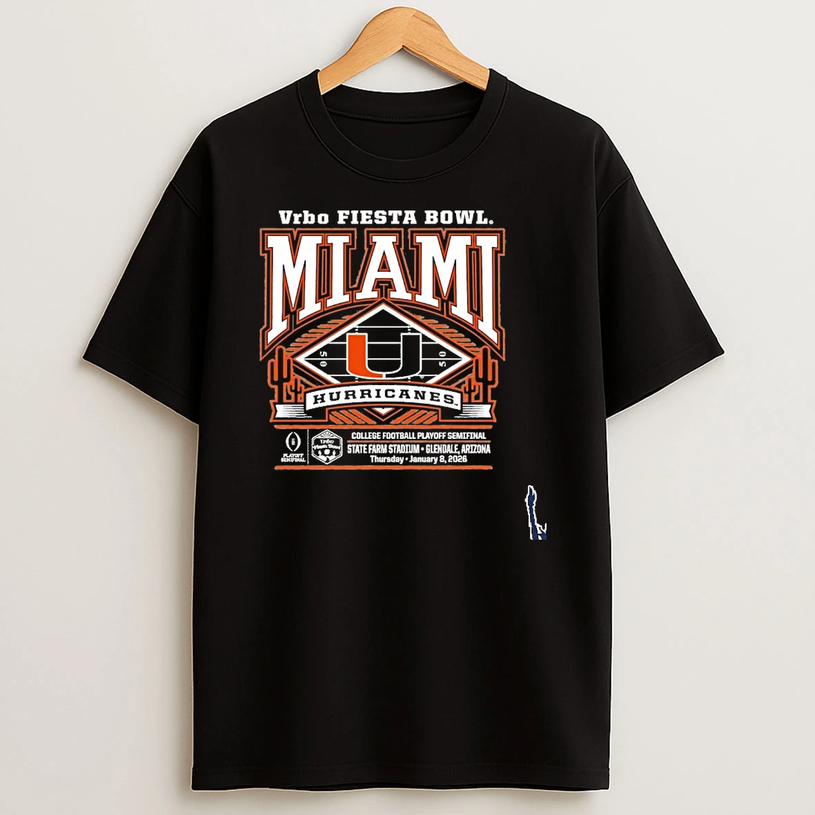 2026 Vrbo Fiesta Bowl Miami Hurricanes Cfp Semifinal Power Frame T Shirt