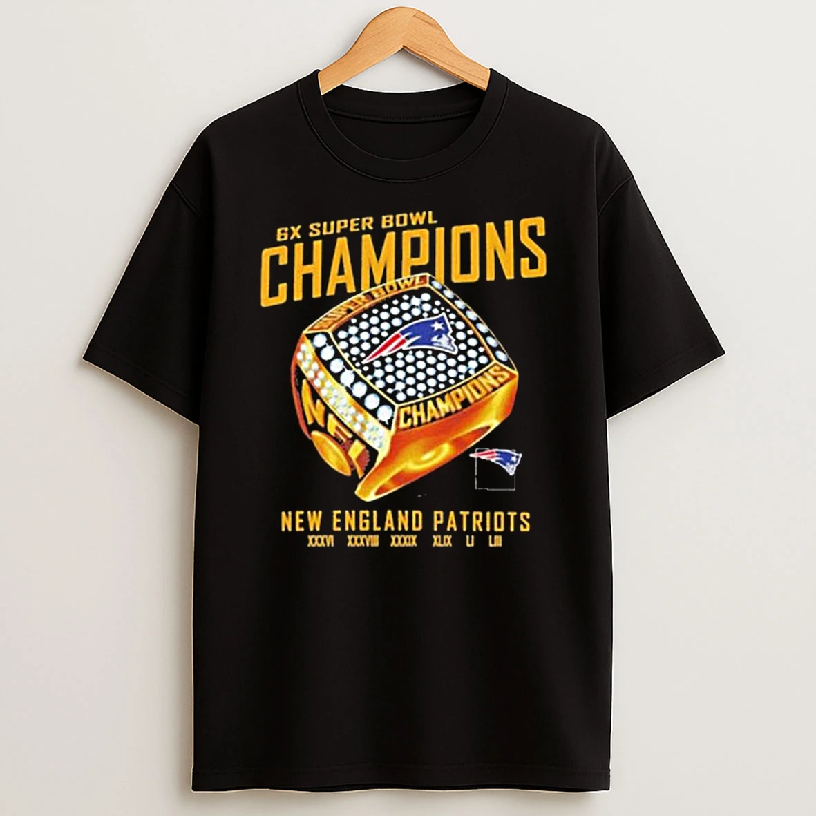 6x Super Bowl Champions New England Patriots Ring T Shirt