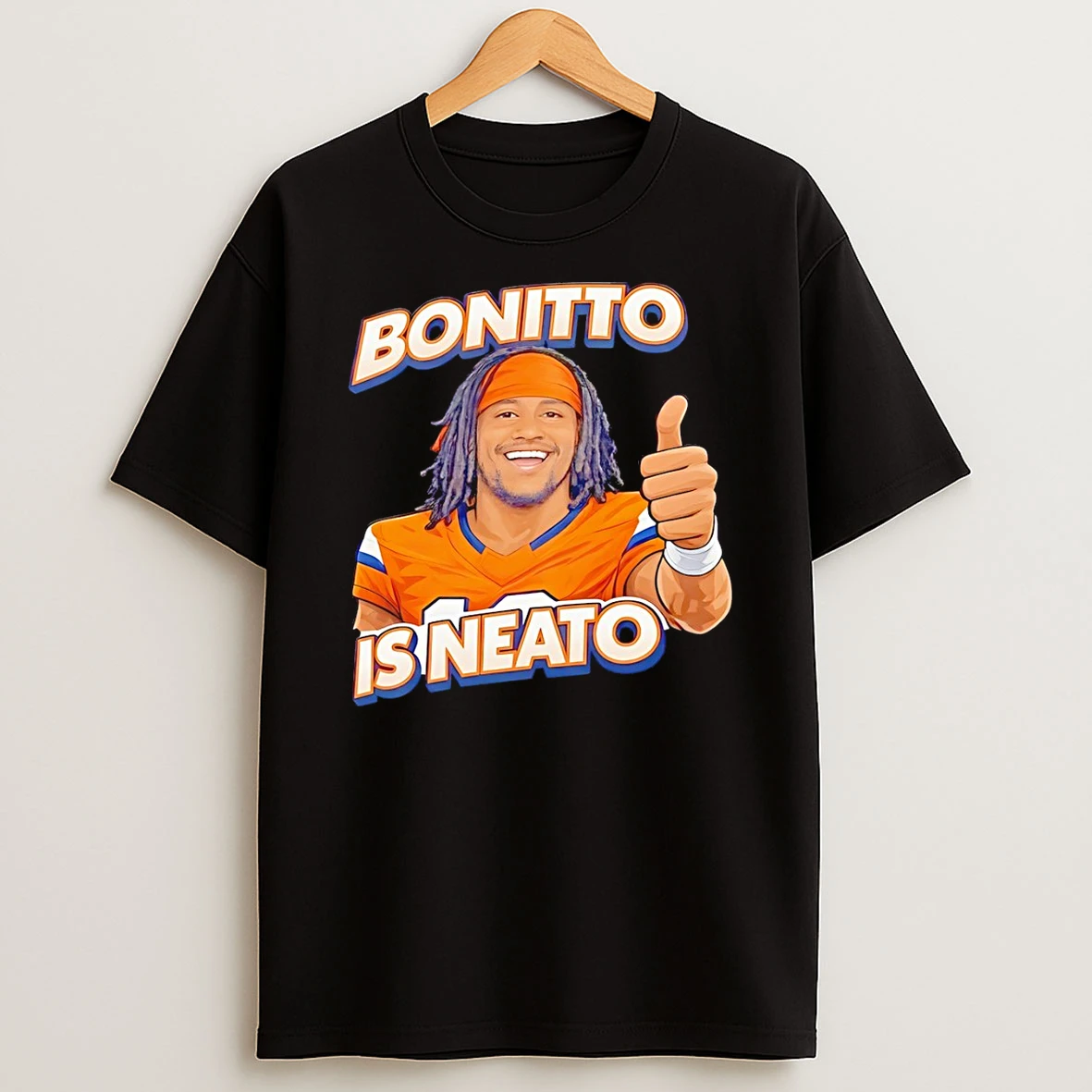 7fwgq8ee Nik Bonitto Denver Broncos Football Bonitto Is Neato Playoffs 2026 Cartoon T Shirt