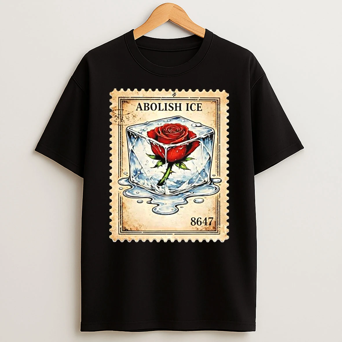 8647 Abolish Ice Rose Flower T Shirt