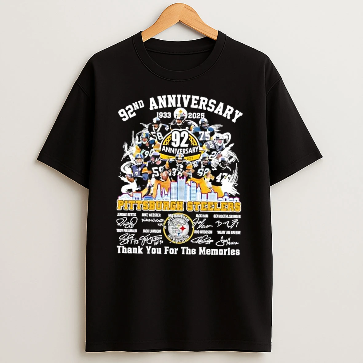 92nd Anniversary 1933 2025 Pittsburgh Steelers Jerome Bettis And Legends Thank You For The Memories Signatures T Shirt