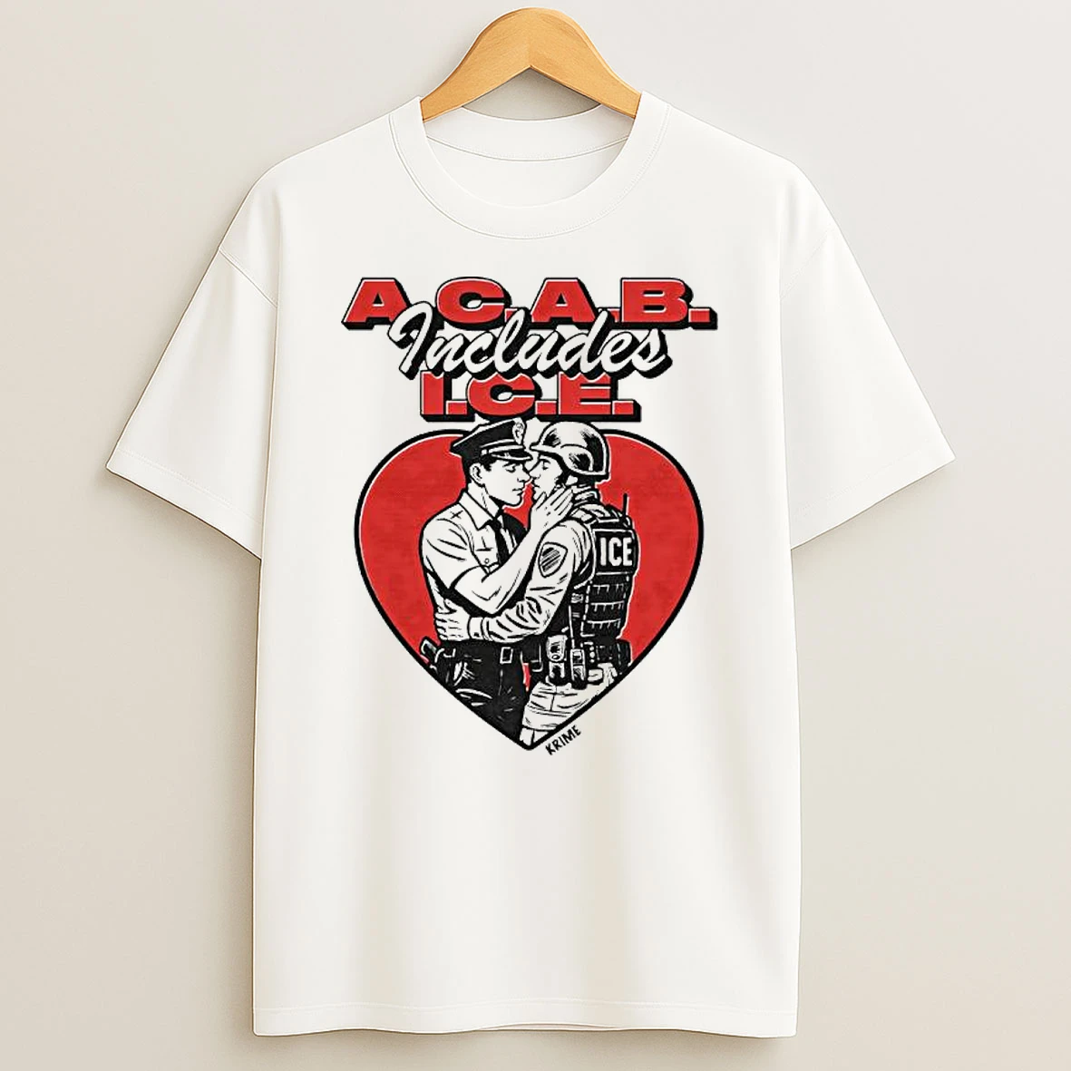 Acab Includes Ice Anti Police Heart Shape T Shirt