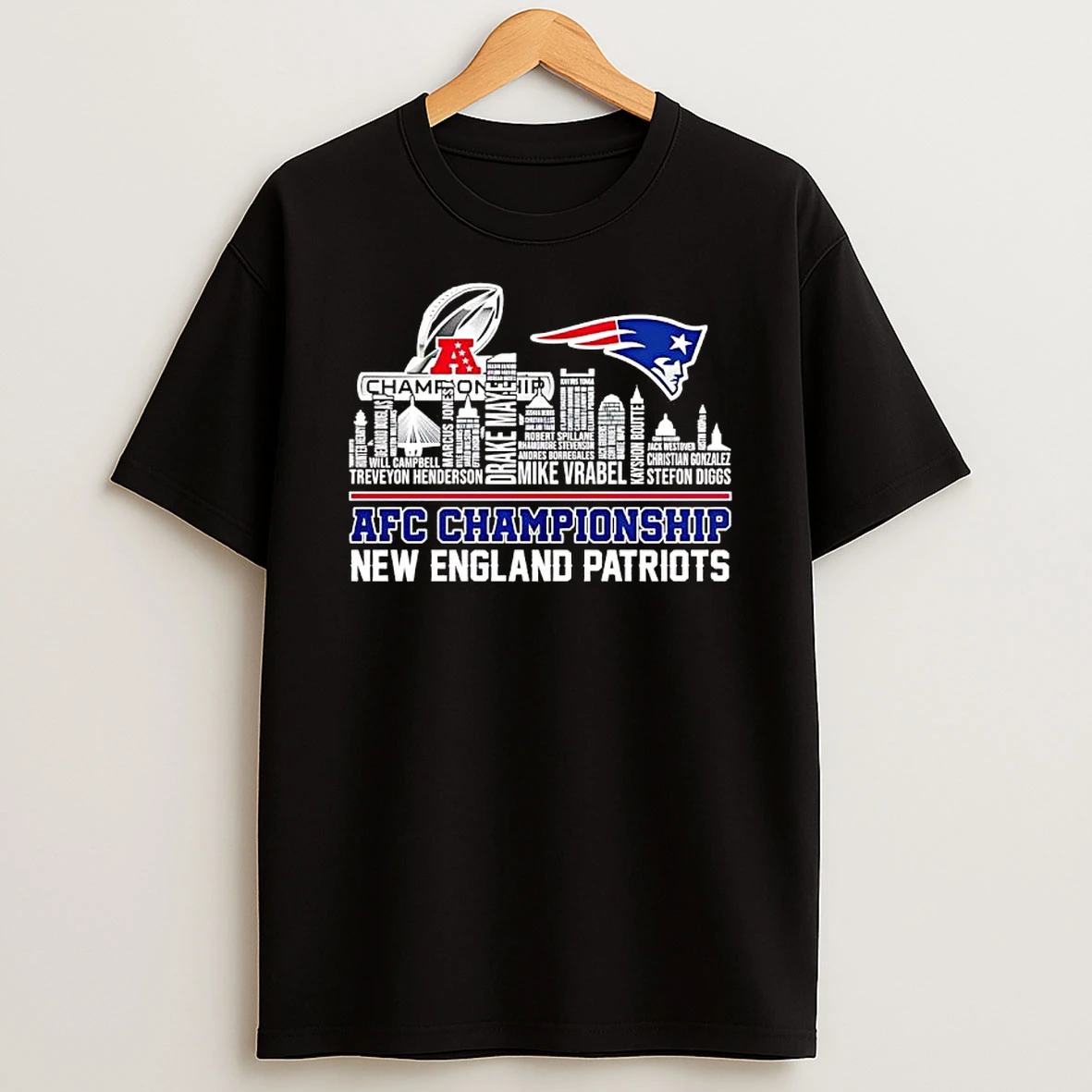 Afc Championship New England Patriots Skyline Of Name Team T Shirt