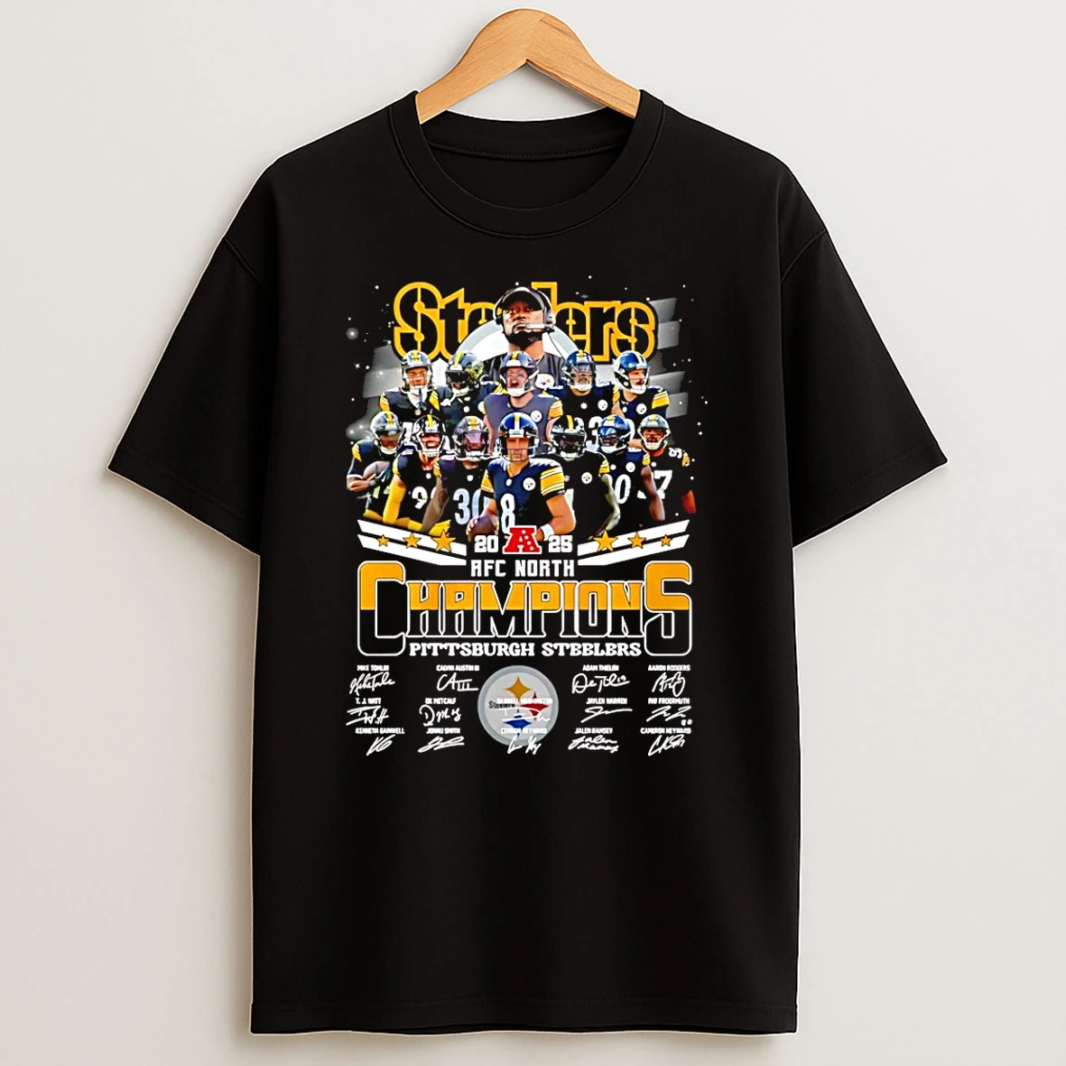 Afc North Division Champions Pittsburgh Steelers 2025 All Team T Shirt