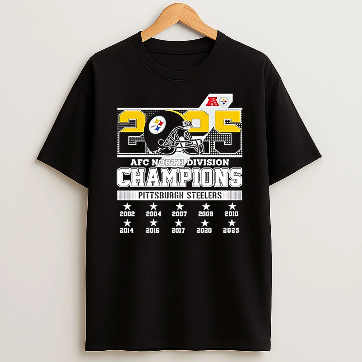 Afc North Division Champions Pittsburgh Steelers 2025 Logo Graphic T Shirt