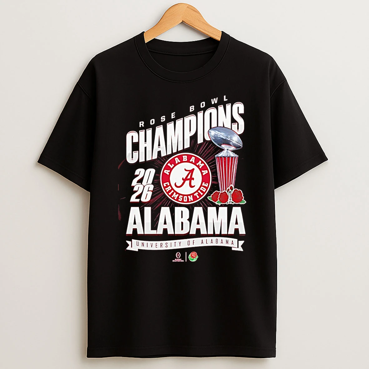 Alabama Crimson Tide Rose Bowl Champions 26 Trophy T Shirt