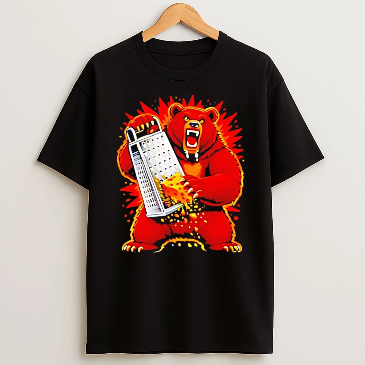 Angry Bear Grating Cheese Grater Hater T Shirt