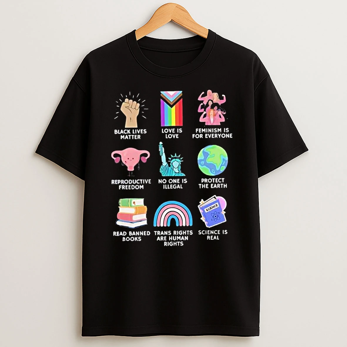Anti Ice Blacks Lives Matter Love Is Love Feminism Reproductive Graphic T Shirt
