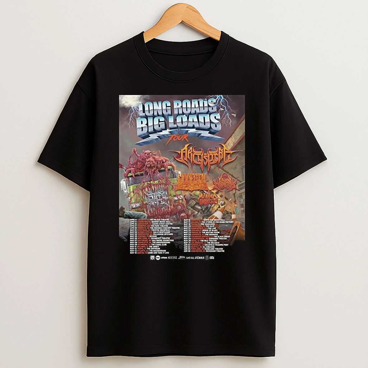 Archspire Long Roads Big Loads Tour 2026 North American T Shirt