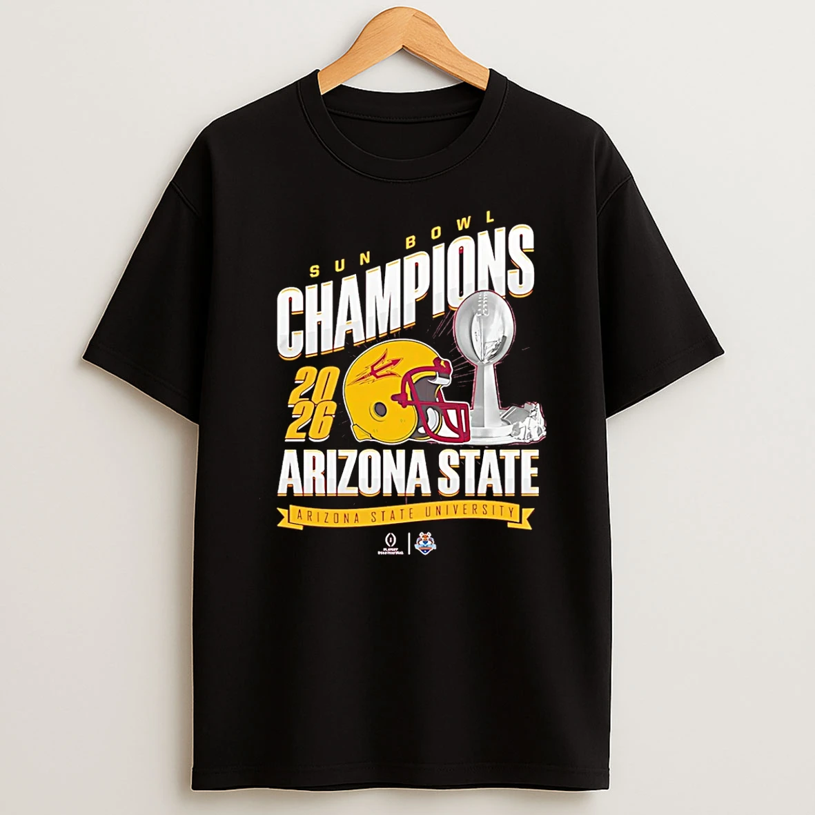 Arizona State Sun Devils Sun Bowl Champions 25 Trophy T Shirt
