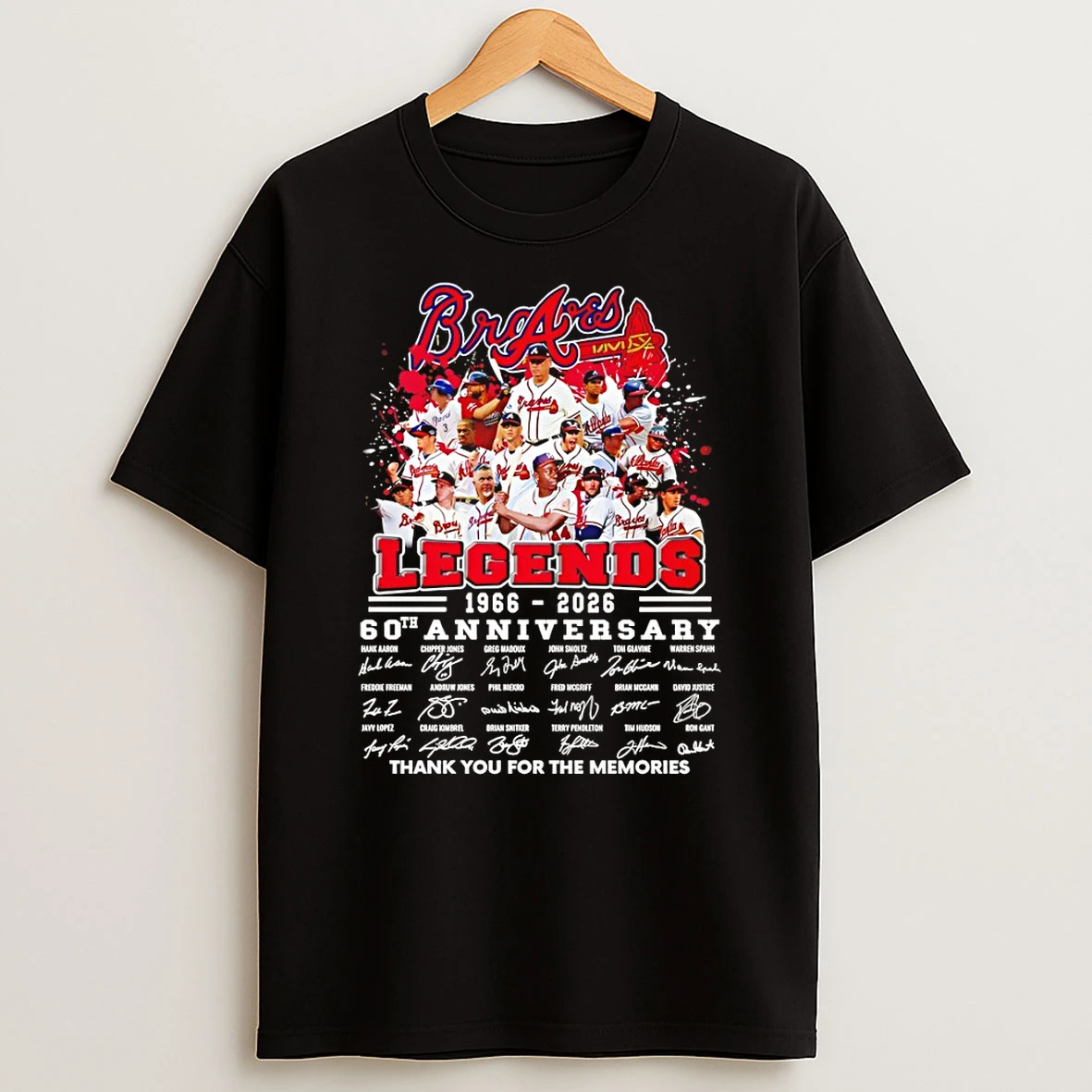 Atlanta Braves Baseball Legends 1966 2026 60th Anniversary Thank You For The Memories T Shirt