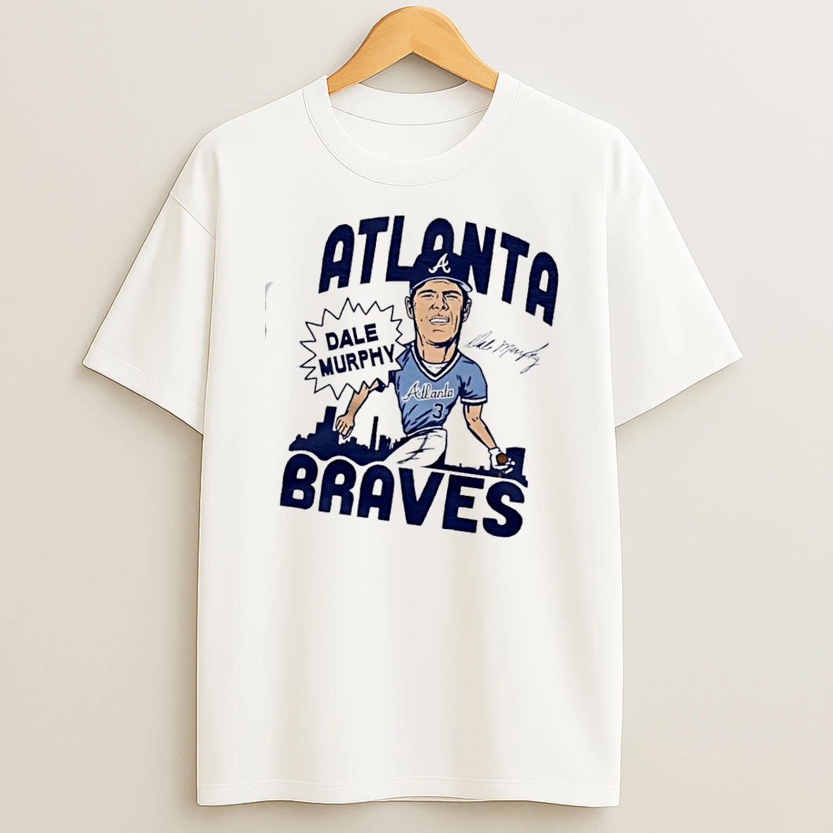 Atlanta Braves Dale Murphy Swing Caricature Signature T Shirt
