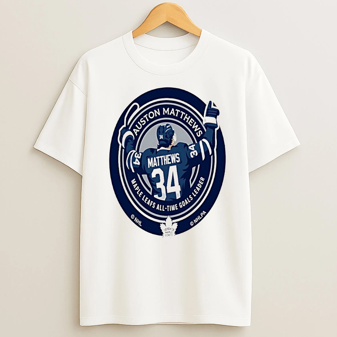 Auston Matthews 2025 Toronto Maple Leafs All Time Goals Leader Circle T Shirt