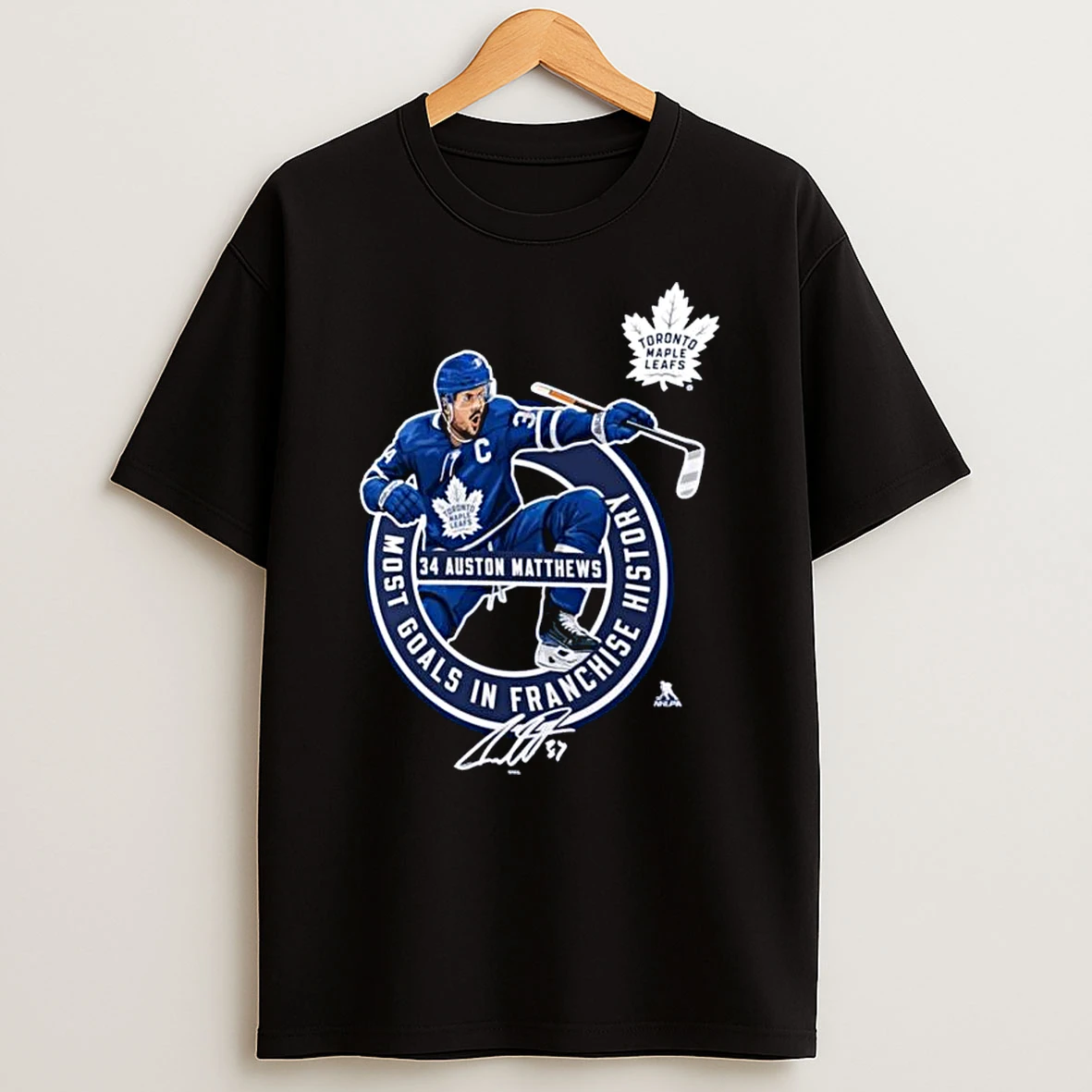 Auston Matthews Toronto Maple Leafs Most Goals In Franchise History Signature T Shirt