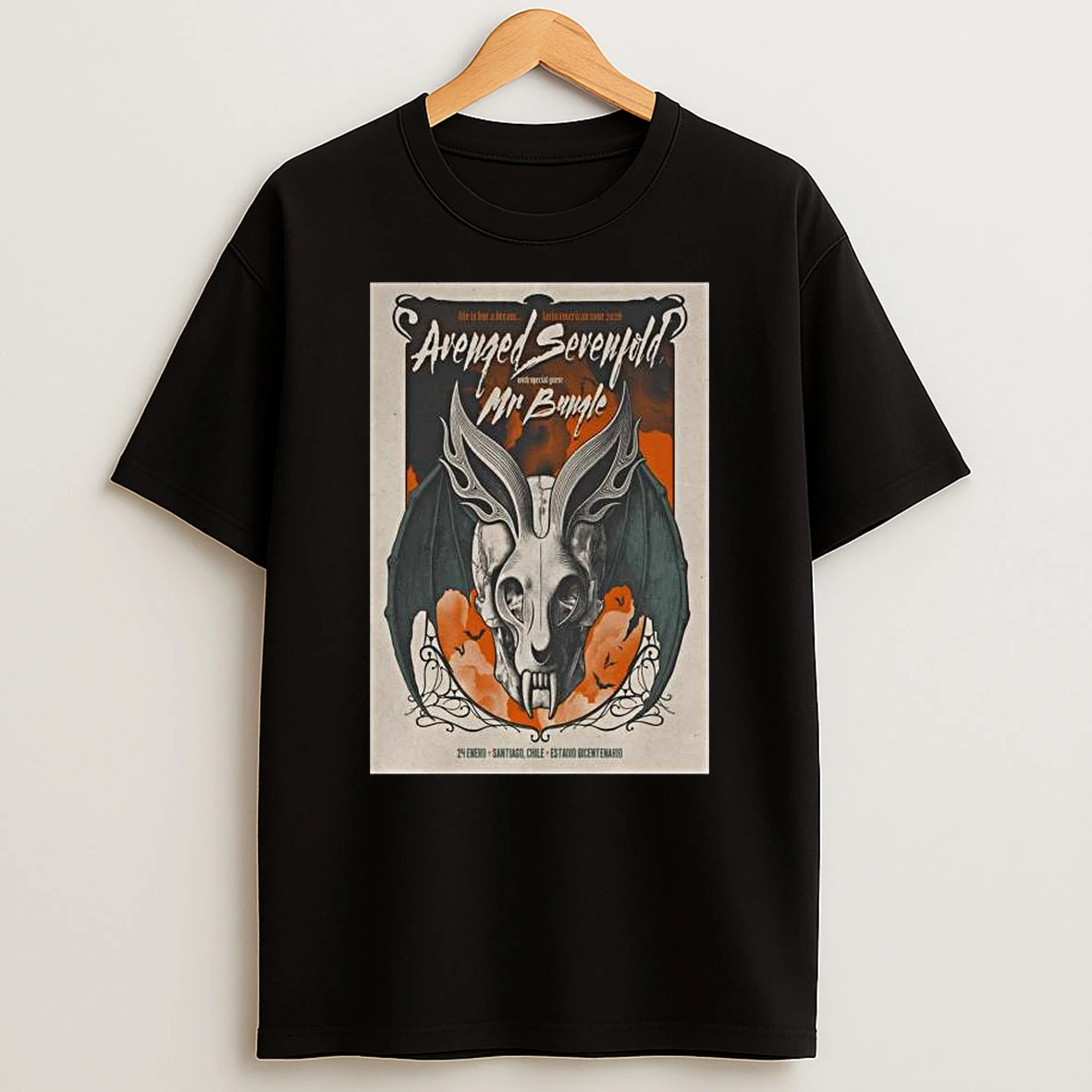 Avenged Sevenfold With Mr Bungle Jan 24 2026 Santiago Chile T Shirt