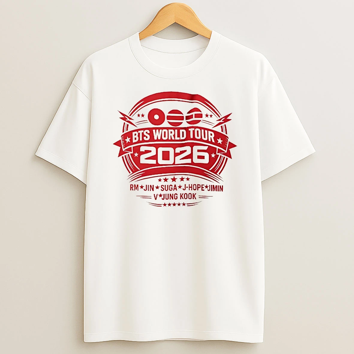 Bts World Tour 2026 Logo Rm Jin Suga J Hope Jimin V Jungkook T Shirt