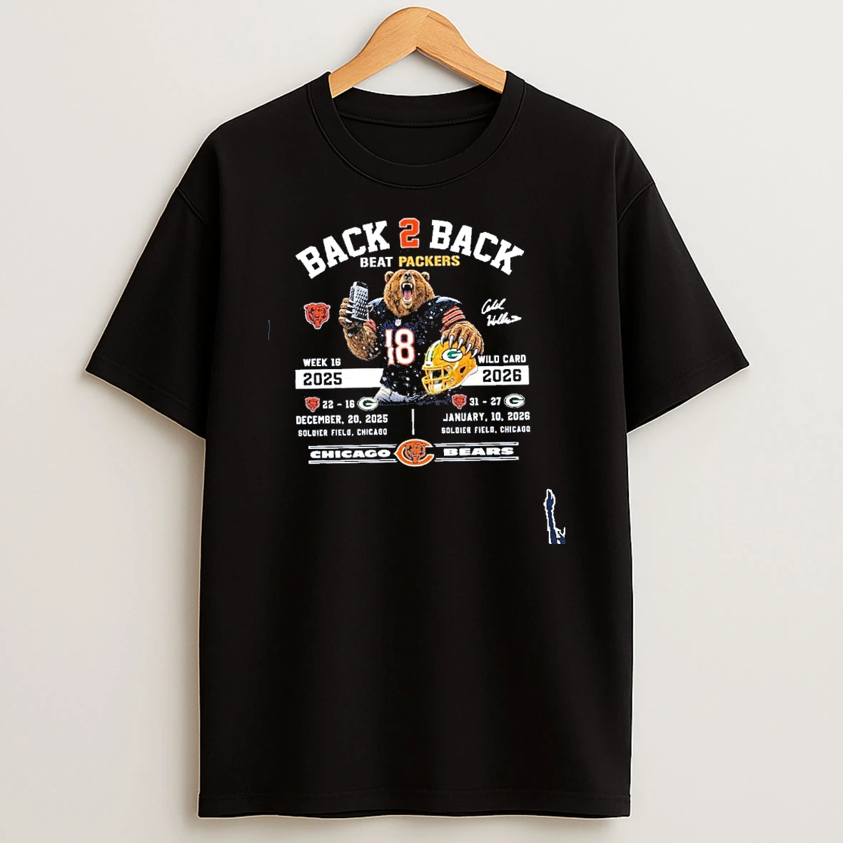 Back 2 Back Beat Packers Mascot 2025 2026 Chicago Bears T Shirt