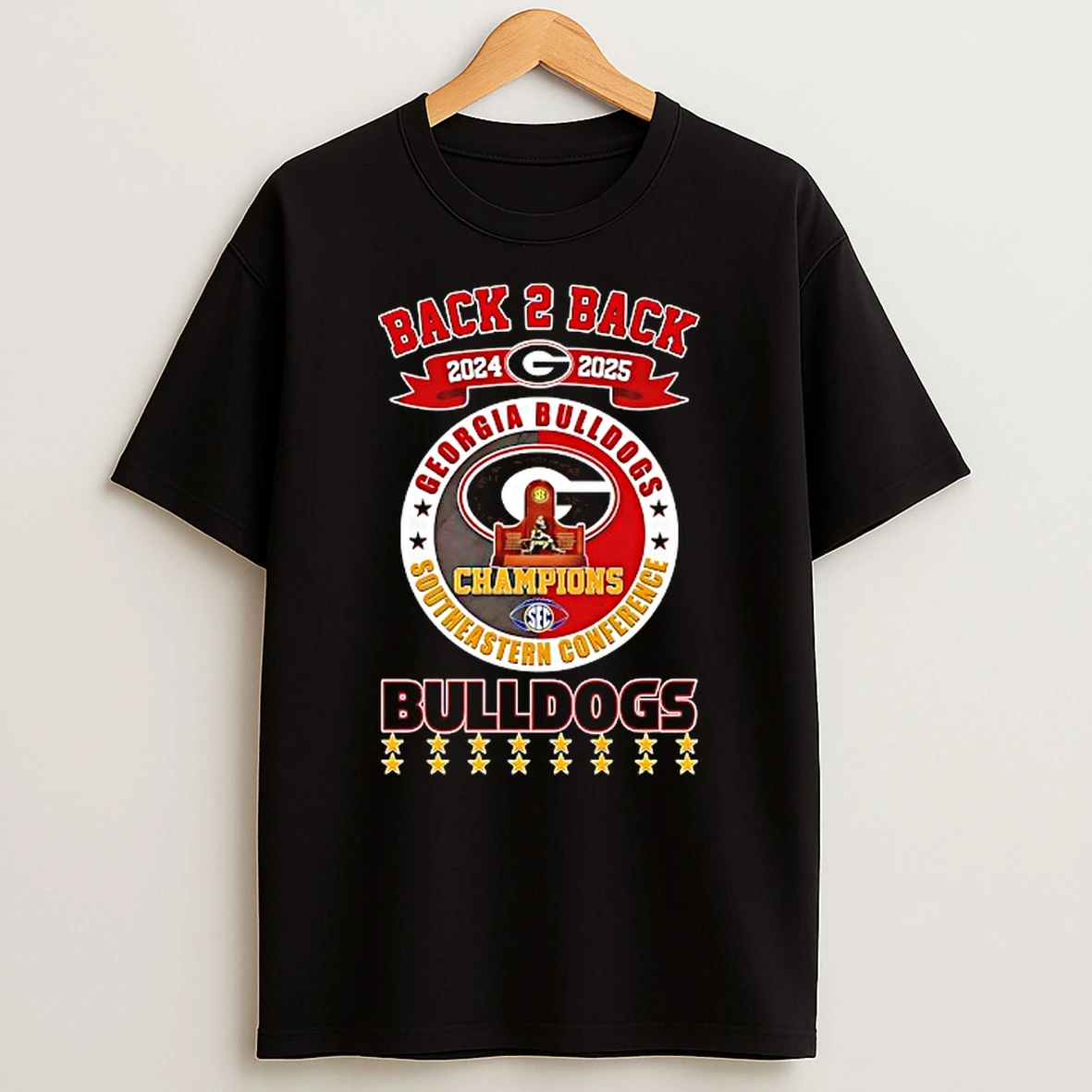 Back 2 Back Sec Champions 2024%ce%b3co2025 Georgia Bulldogs Logo T Shirt