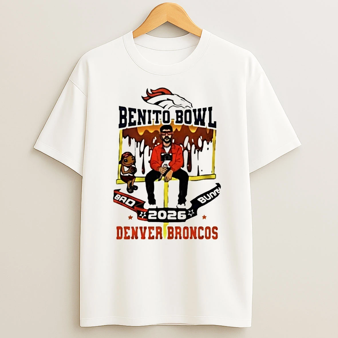 Bad Bunny Benito Bowl 2026 Denver Broncos Football Game Day T Shirt