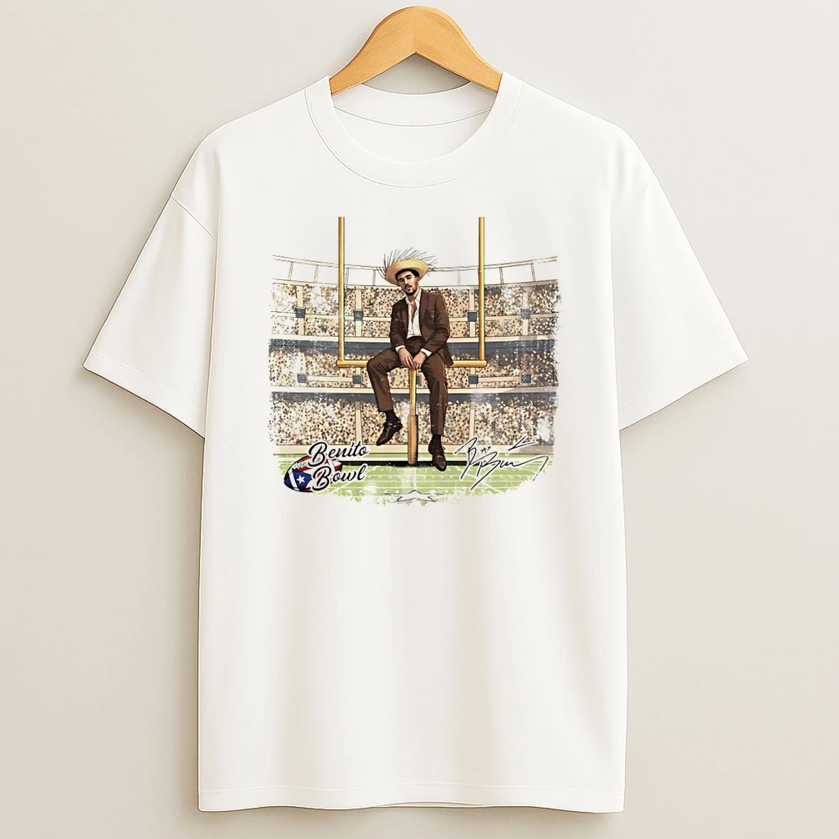 Bad Bunny Benito Bowl Puerto Rico Flag 2026 Halftime Show Latin Bowl Game Day Signature T Shirt