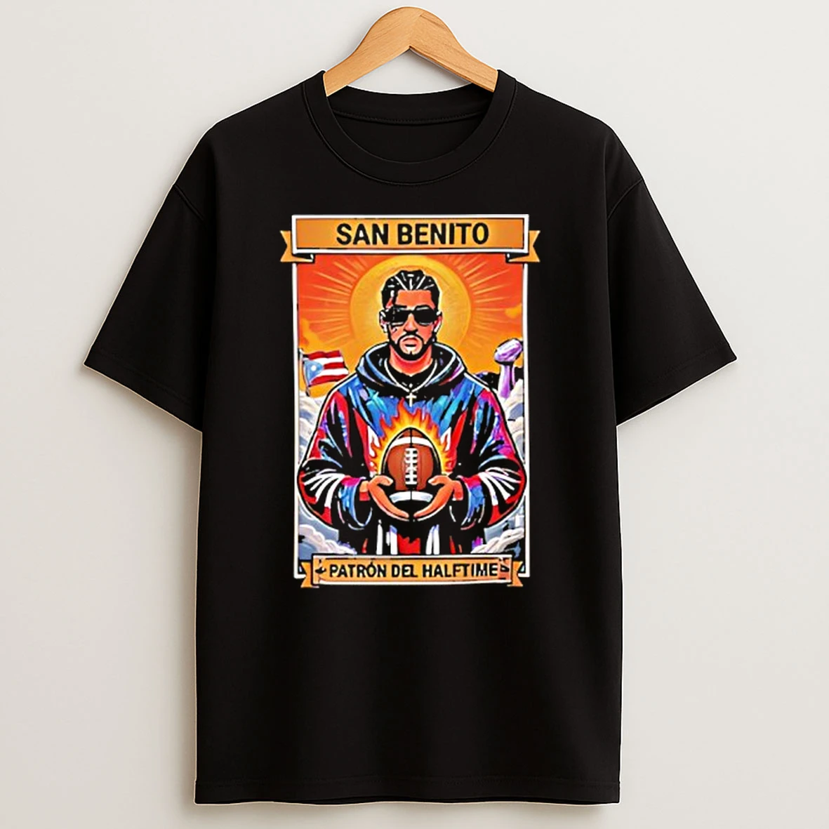 Bad Bunny Super Bowl 2026 San Benito Patron Del Halftime T Shirt